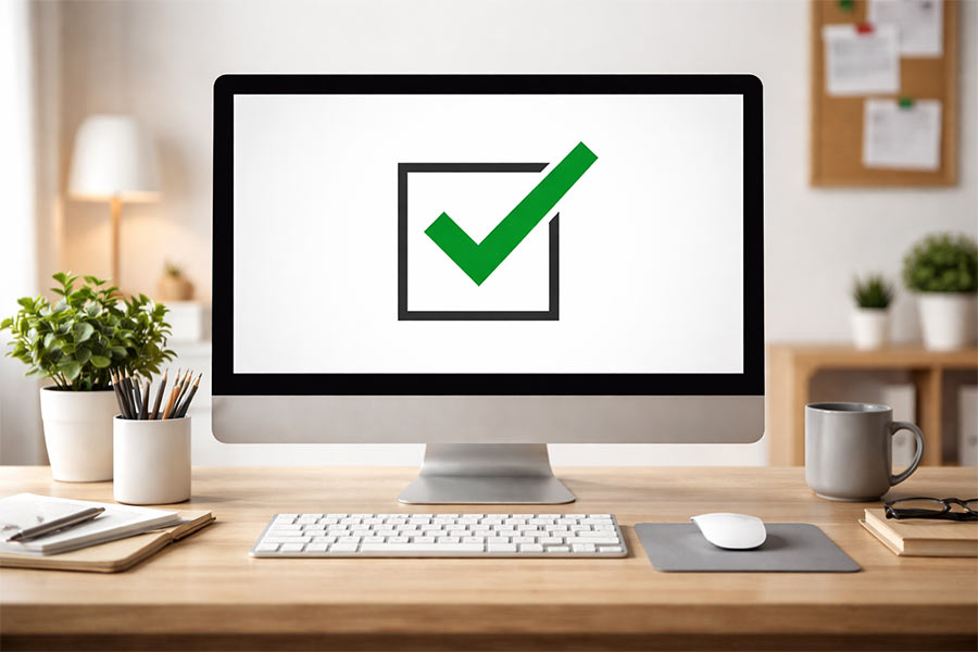 cyber assurance blog image with a tick on a computer screen