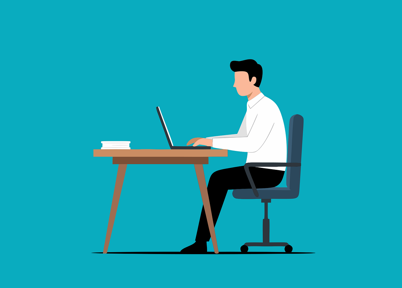 Free office worker computer vector https://pixabay.com/vectors/office-worker-computer-laptop-desk-10031447/